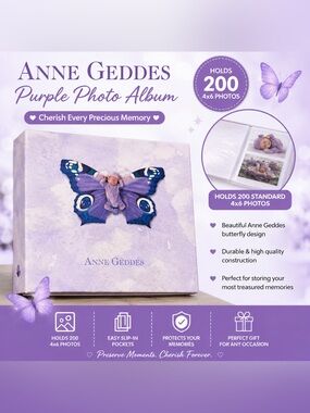 This is an Anne Geddes Purple Photo Album

Holds 200 standard 4x6 photos.